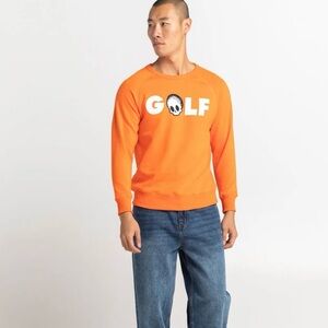 BAD MULLIGAN Golfskull Mens Crewneck Sweatshirt Orange Sz XL